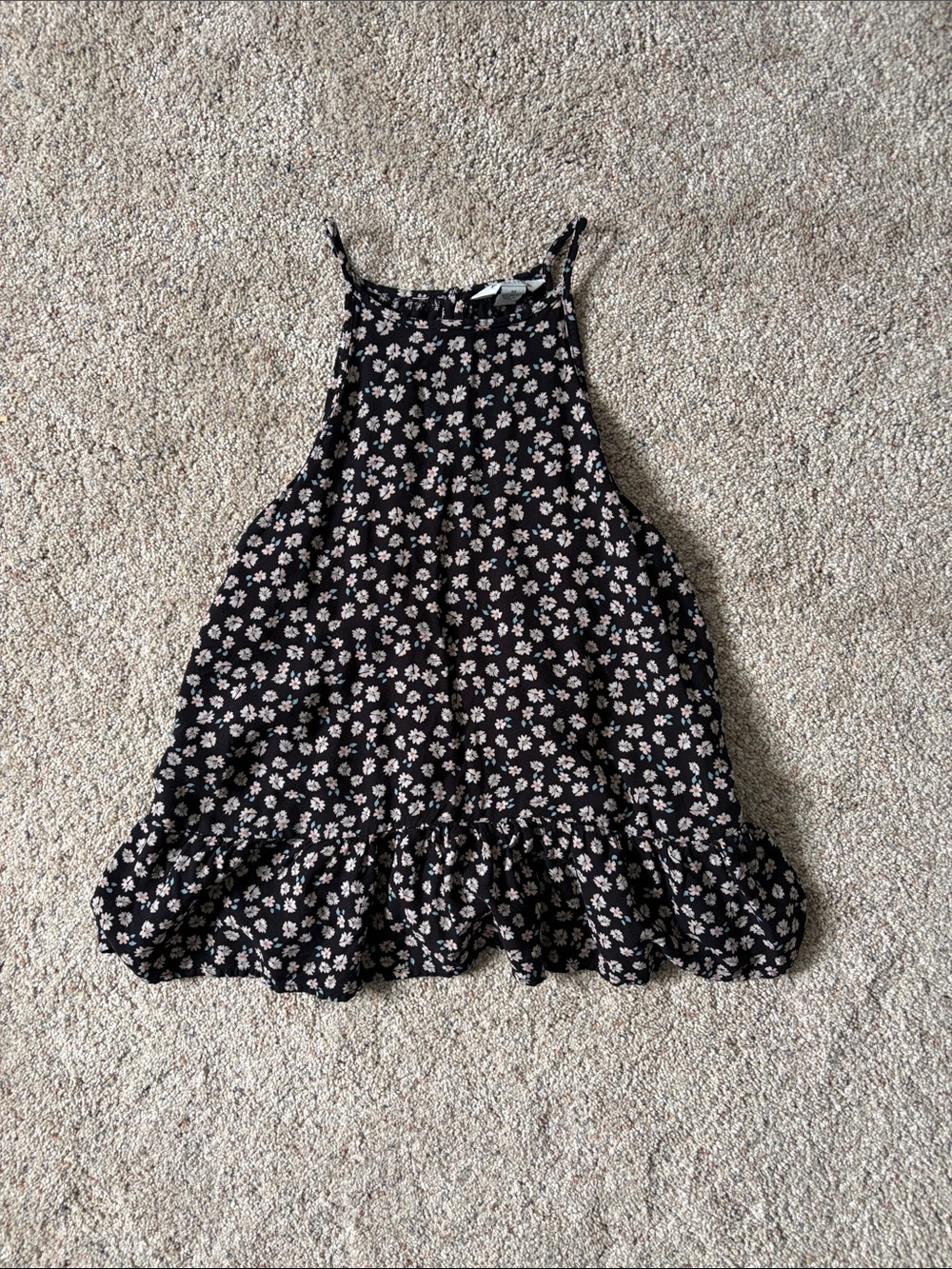 Arizona Jean Company Black Floral Ruffle Hem Tank Top